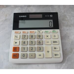 Casio MH-10M Business Calculator Tested 10 digits Large Key Pre-Owned